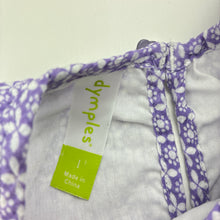 Load image into Gallery viewer, Girls Dymples, lined purple cotton casual dress, EUC, size 1, L: 43cm