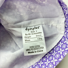 Load image into Gallery viewer, Girls Dymples, lined purple cotton casual dress, EUC, size 1, L: 43cm