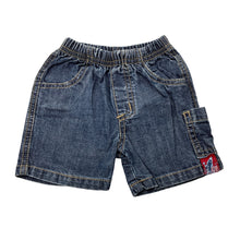 Load image into Gallery viewer, Boys Charlie Rocket, blue denim shorts, elasticated, GUC, size 6 months,  
