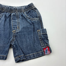 Load image into Gallery viewer, Boys Charlie Rocket, blue denim shorts, elasticated, GUC, size 6 months,  