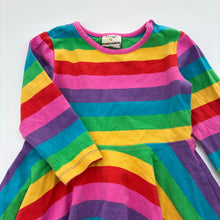 Load image into Gallery viewer, Girls Frugi, rainbow stripe organic cotton blend dress, wash fade, FUC, size 1, L: 41cm