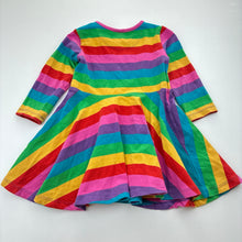 Load image into Gallery viewer, Girls Frugi, rainbow stripe organic cotton blend dress, wash fade, FUC, size 1, L: 41cm