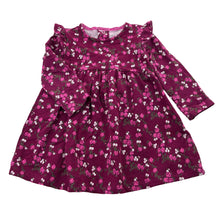 Load image into Gallery viewer, Girls Carters, fleece lined floral long sleeve dress, EUC, size 1-2, L: 42cm