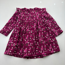 Load image into Gallery viewer, Girls Carters, fleece lined floral long sleeve dress, EUC, size 1-2, L: 42cm