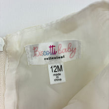 Load image into Gallery viewer, Girls Biscotti Baby Collezioni, lined floral lace formal / party dress, GUC, size 12 months, L: 47cm
