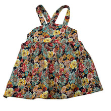 Load image into Gallery viewer, Girls lightweight, floral overalls dress, EUC, size 2, L: 47cm