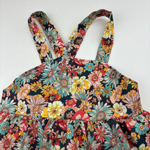 Load image into Gallery viewer, Girls lightweight, floral overalls dress, EUC, size 2, L: 47cm
