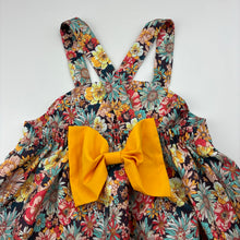 Load image into Gallery viewer, Girls lightweight, floral overalls dress, EUC, size 2, L: 47cm