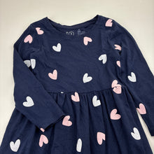 Load image into Gallery viewer, Girls KID, navy cotton long sleeve dress, GUC, size 3, L: 54cm