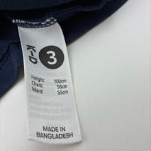 Load image into Gallery viewer, Girls KID, navy cotton long sleeve dress, GUC, size 3, L: 54cm