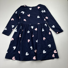 Load image into Gallery viewer, Girls KID, navy cotton long sleeve dress, GUC, size 3, L: 54cm