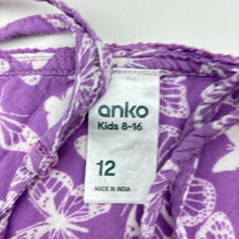 Load image into Gallery viewer, Girls Anko, lightweight viscose summer dress, butterflies, GUC, size 12, L: 66cm