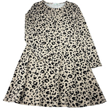 Load image into Gallery viewer, Girls Tilii, animal print stretchy ribbed long sleeve dress, EUC, size 12, L: 75cm