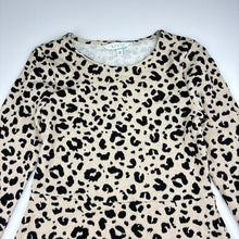 Load image into Gallery viewer, Girls Tilii, animal print stretchy ribbed long sleeve dress, EUC, size 12, L: 75cm