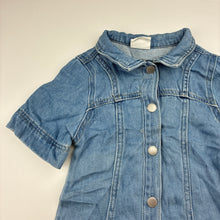 Load image into Gallery viewer, Girls Cotton On, soft feel denim shirt dress, EUC, size 5, L: 56cm