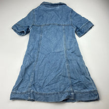 Load image into Gallery viewer, Girls Cotton On, soft feel denim shirt dress, EUC, size 5, L: 56cm