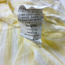 Load image into Gallery viewer, Girls Bebe Zoo, yellow &amp; white stripe sleeveless dress, armpit to armpit: 31.5cm, EUC, size 5-6, L: 61cm