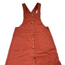 Load image into Gallery viewer, Girls Breakers, stretch denim pinafore / overalls dress, EUC, size 8, L: 73cm