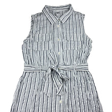 Load image into Gallery viewer, Girls Anko, striped cotton sleeveless shirt dress, EUC, size 12, L: 77cm