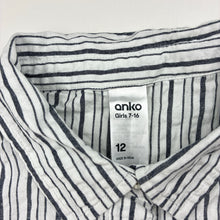 Load image into Gallery viewer, Girls Anko, striped cotton sleeveless shirt dress, EUC, size 12, L: 77cm