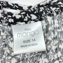 Load image into Gallery viewer, Girls Mango, black &amp; white floral viscose summer dress, GUC, size 14, L: 77cm