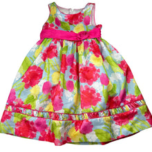Load image into Gallery viewer, Girls American Princess, lined colourful floral party dress, GUC, size 5, L: 61cm