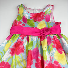 Load image into Gallery viewer, Girls American Princess, lined colourful floral party dress, GUC, size 5, L: 61cm