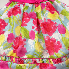 Load image into Gallery viewer, Girls American Princess, lined colourful floral party dress, GUC, size 5, L: 61cm