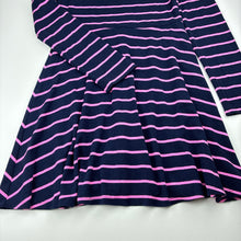 Load image into Gallery viewer, Girls Target, navy &amp; pink stretchy long sleeve dress, EUC, size 14, L: 79cm