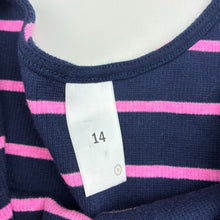 Load image into Gallery viewer, Girls Target, navy &amp; pink stretchy long sleeve dress, EUC, size 14, L: 79cm