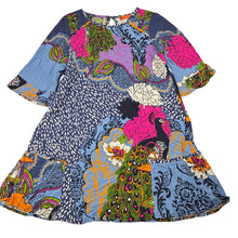 Load image into Gallery viewer, Girls MUNNY mini, colourful viscose / modal dress, peacock, EUC, size 8, L: 63cm