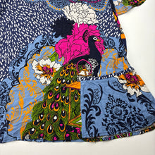 Load image into Gallery viewer, Girls MUNNY mini, colourful viscose / modal dress, peacock, EUC, size 8, L: 63cm