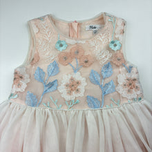 Load image into Gallery viewer, Girls Bebe by Minihaha, cotton lined embroidered tulle party / formal dress, small hole in tulle (lower front), FUC, size 5, L: 72cm