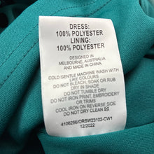 Load image into Gallery viewer, Girls Origami, lined green &amp; black spot party / formal dress, EUC, size 14, L: 76cm