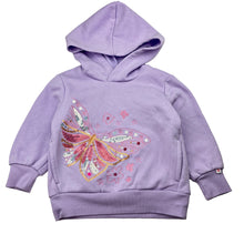 Load image into Gallery viewer, Girls KID, fleece lined hoodie sweater, sequin butterfly, FUC, size 2,  