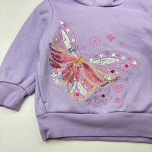 Load image into Gallery viewer, Girls KID, fleece lined hoodie sweater, sequin butterfly, FUC, size 2,  