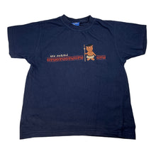 Load image into Gallery viewer, Boys PARRS PRODUCTS, embroidered navy cotton tee, New Zealand, FUC, size 8,  