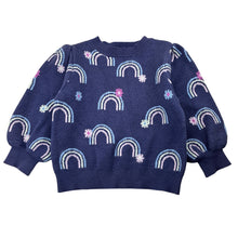 Load image into Gallery viewer, Girls Target, knitted sweater / jumper, rainbows, wash fade &amp; pilling, FUC, size 3,  