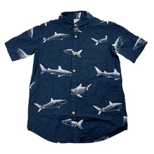 Load image into Gallery viewer, Boys Anko, navy lightweight cotton short sleeve shirt, sharks, EUC, size 7,  