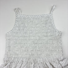 Load image into Gallery viewer, Girls Tilii, shirred white &amp; silver stripe summer top, GUC, size 12,  