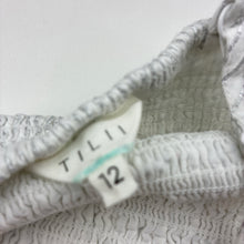 Load image into Gallery viewer, Girls Tilii, shirred white &amp; silver stripe summer top, GUC, size 12,  