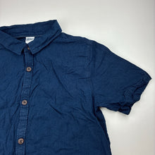 Load image into Gallery viewer, Boys Anko, navy linen / cotton short sleeve shirt, GUC, size 12,  