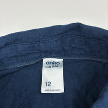 Load image into Gallery viewer, Boys Anko, navy linen / cotton short sleeve shirt, GUC, size 12,  