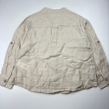Load image into Gallery viewer, Boys Zara, linen collarless long sleeve shirt, EUC, size 6,  