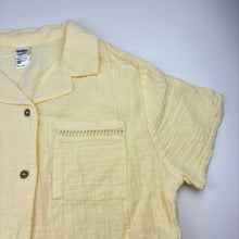 Load image into Gallery viewer, Girls Anko, yellow crinkle cotton short sleeve shirt, EUC, size 12,  