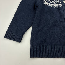 Load image into Gallery viewer, Girls Uniqlo, navy &amp; white knit cardigan, wash fade, FUC, size 3,  