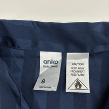 Load image into Gallery viewer, Girls Anko, navy satin pyjama shirt / top, EUC, size 8,  