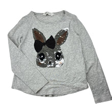 Load image into Gallery viewer, Girls H&amp;M, long sleeve tee / top, flip sequin rabbit, GUC, size 7-8,  