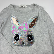 Load image into Gallery viewer, Girls H&amp;M, long sleeve tee / top, flip sequin rabbit, GUC, size 7-8,  