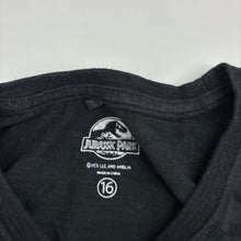 Load image into Gallery viewer, Boys Jurassic Park, black cotton tee / top, GUC, size 16,  